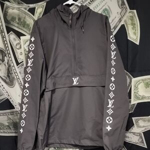 Louis Vuitton Charcoal Jacket with White Emblems